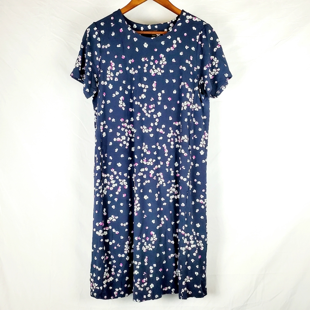 J.Jill Wearever Collection Navy Blue Floral Dress